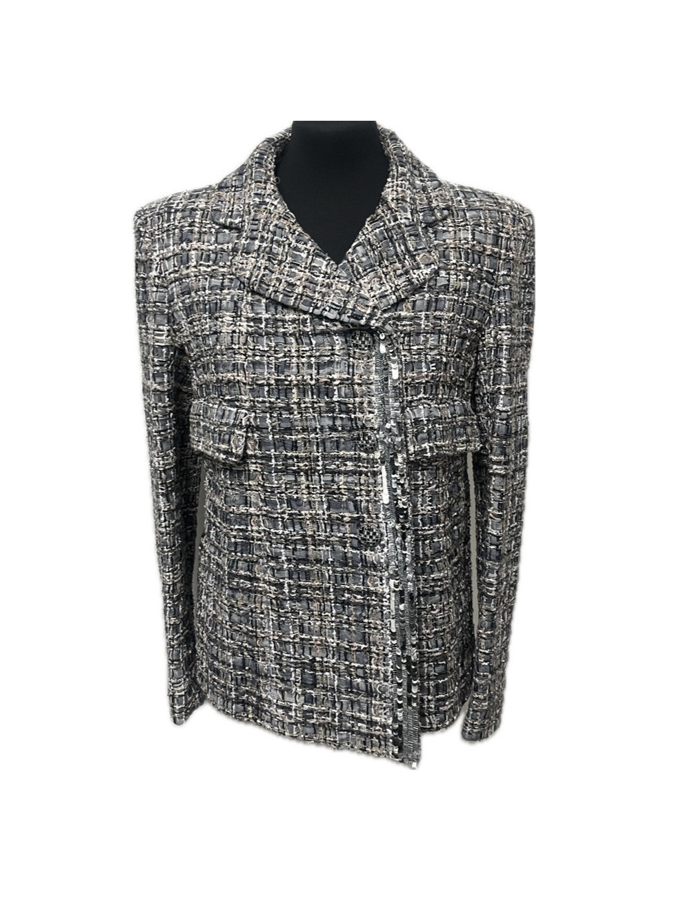 Veste T40 CHANELtissage Lesage sequins argent
