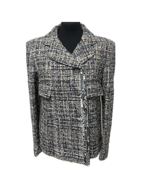 Veste T40 CHANELtissage Lesage sequins argent