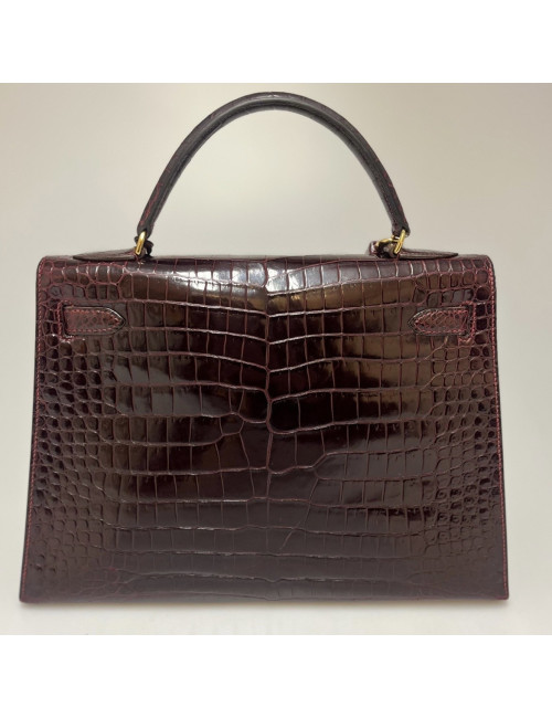 Kelly 32 HERMES crocodile porosus bordeaux