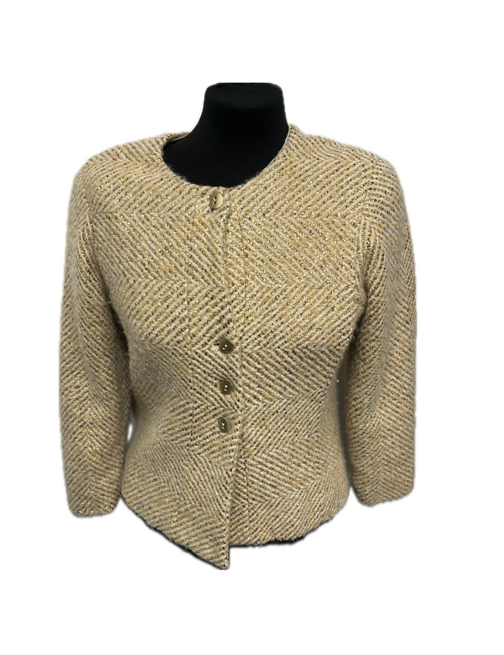 Veste T 40 CHANEL fils d'or écharpe