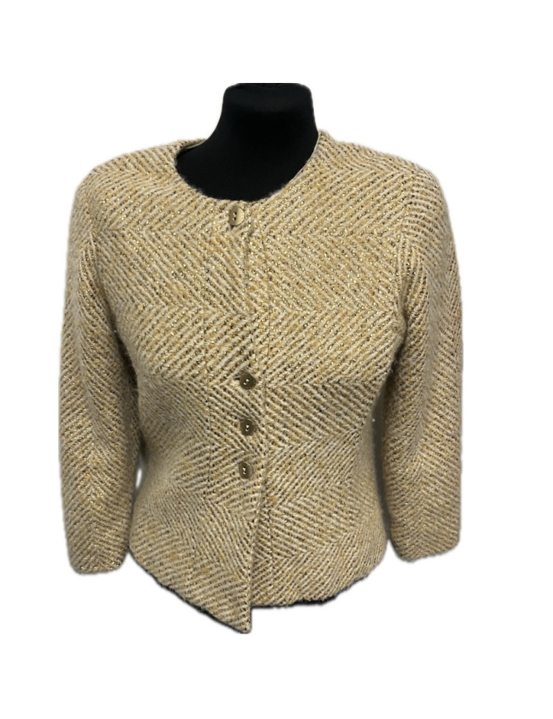 Veste T 40 CHANEL fils d'or écharpe