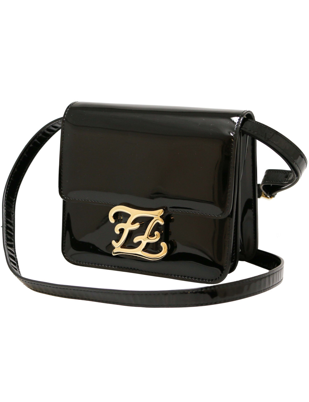 Mini sac du soir FENDI verni noir