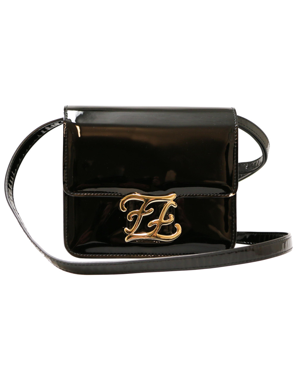 Mini sac du soir FENDI verni noir