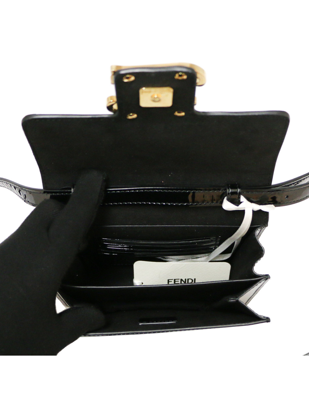 Mini sac du soir FENDI verni noir