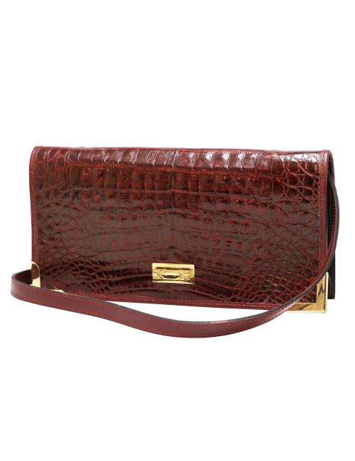 Sac pochette crocodile bordeaux