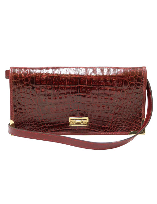 Sac pochette crocodile bordeaux