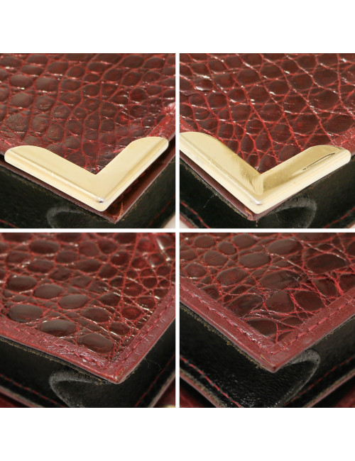Sac pochette crocodile bordeaux