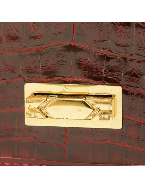 Sac pochette crocodile bordeaux