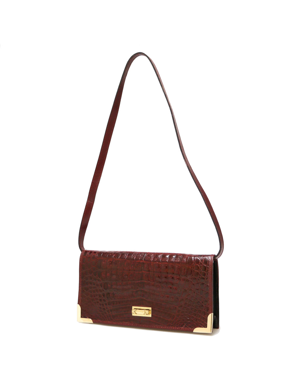 Sac pochette crocodile bordeaux