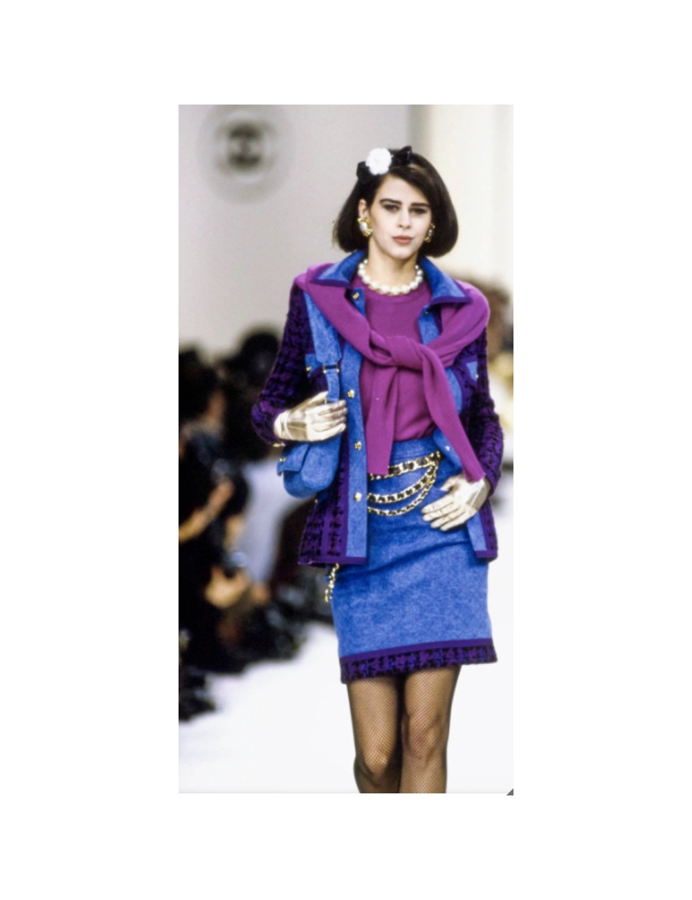 Veste CHANEL T40 tweed denim bleu