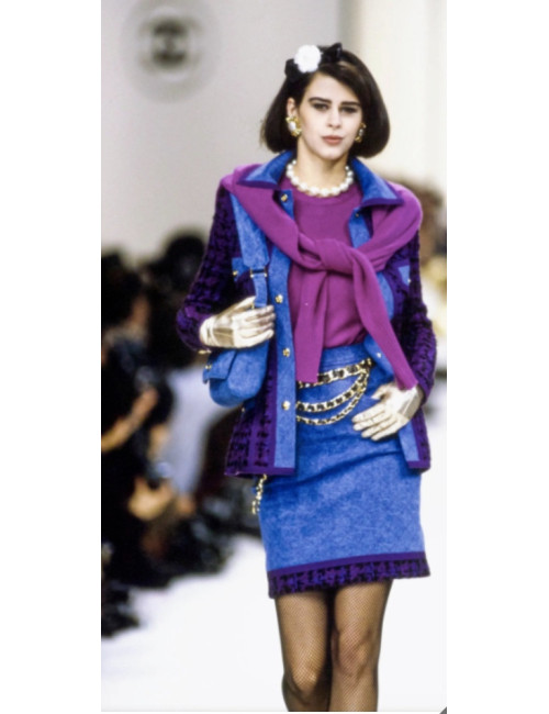 Veste CHANEL T40 tweed denim bleu