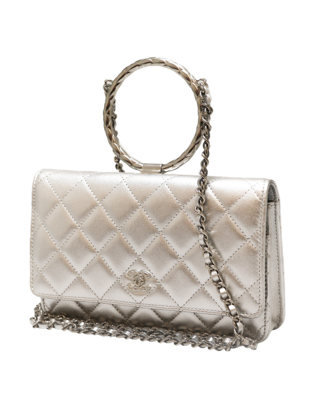 WOC CHANEL cuir argent