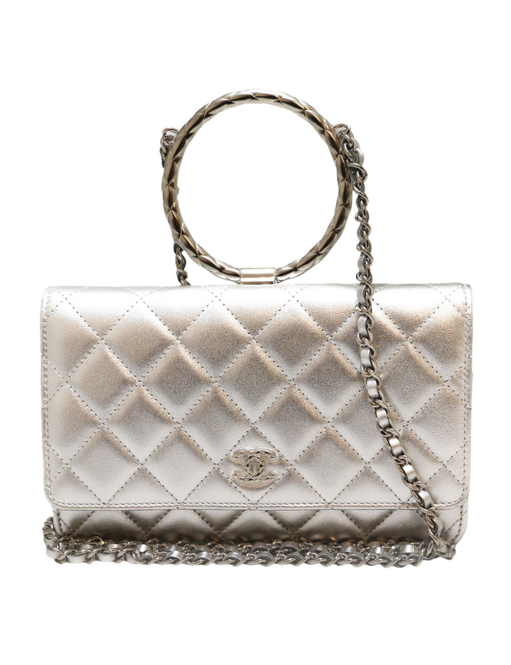 WOC CHANEL cuir argent
