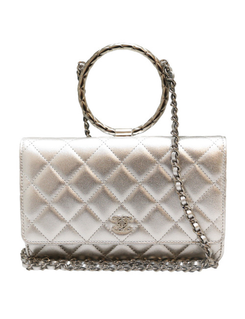 WOC CHANEL cuir argent
