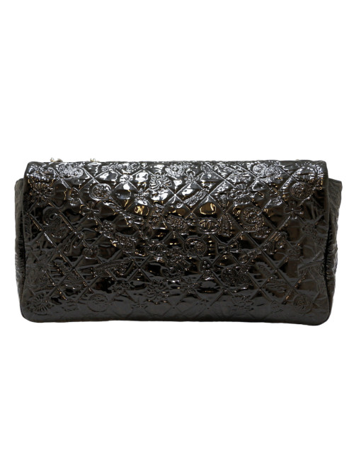 Jumbo CHANEL cuir embossé verni noir