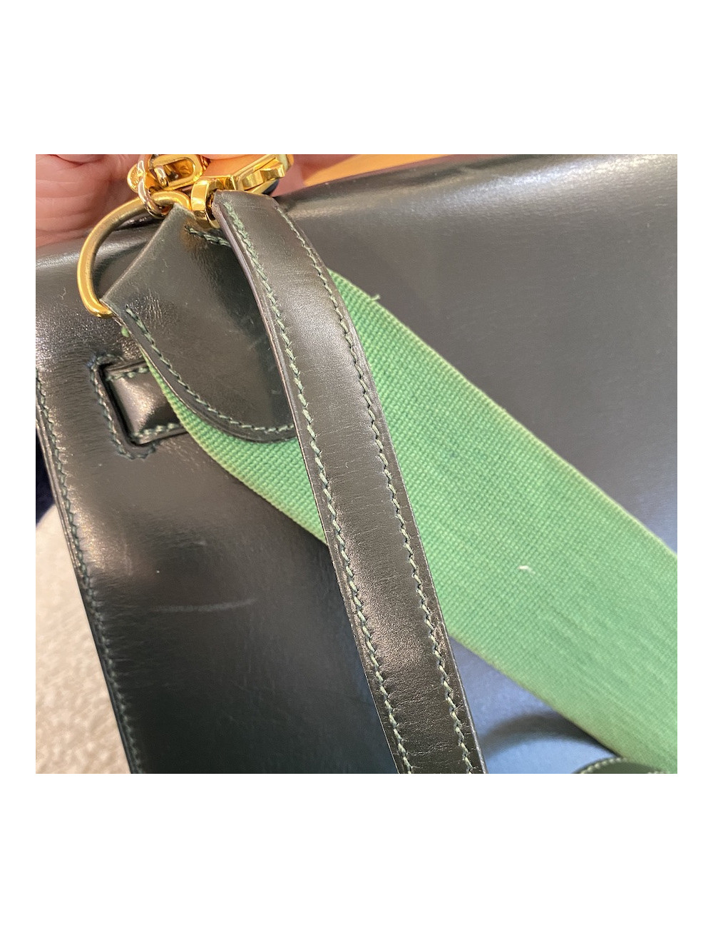 Kelly 32 HERMES box piqures sellier vert