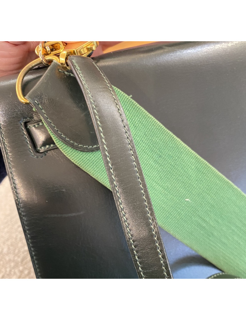 Kelly 32 HERMES box piqures sellier vert