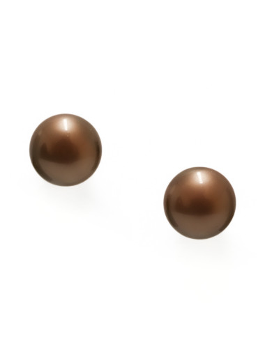 Boucles d'oreille CHANEL vintage pâte de verre marron