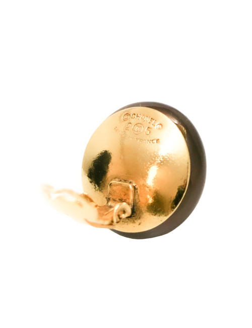 CHANEL vintage brown resin clip-on earrings