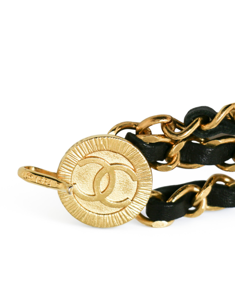 CHANEL Leather and Chain Belt