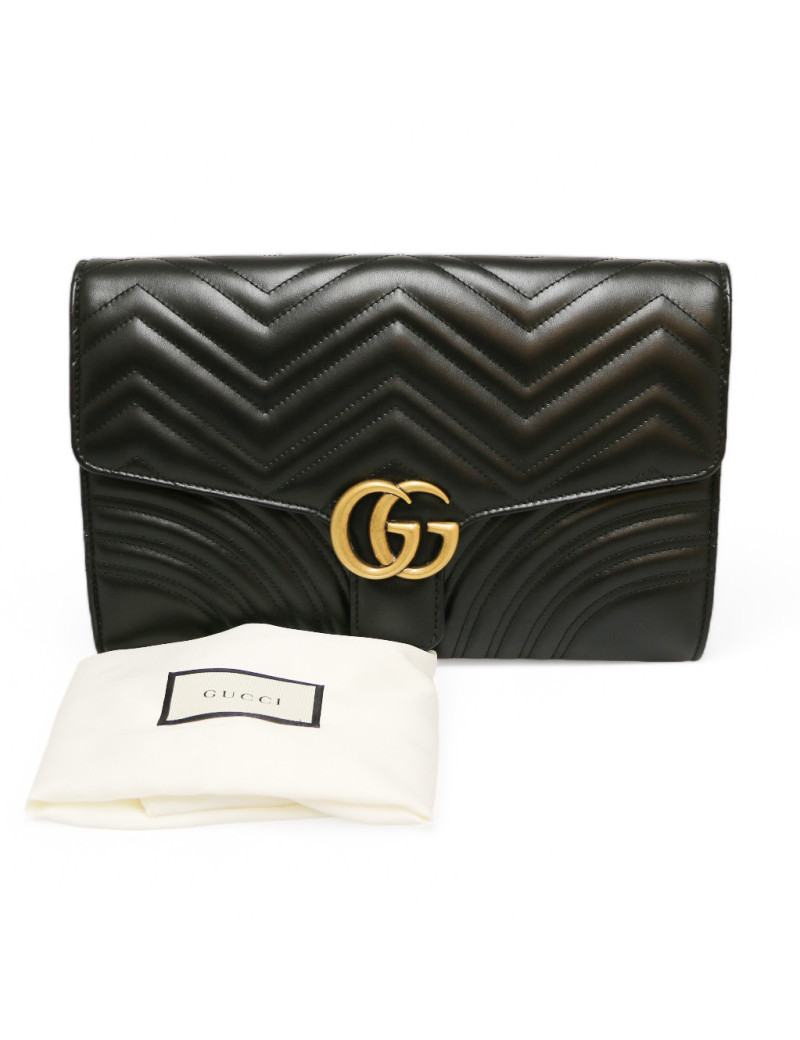 Pochette GUCCI Marmont cuir noir GM