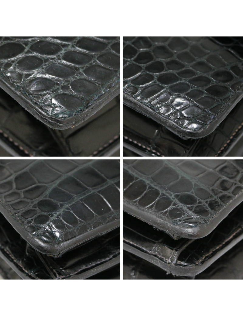 Sac Croisade HERMES crocodile bleu nuit