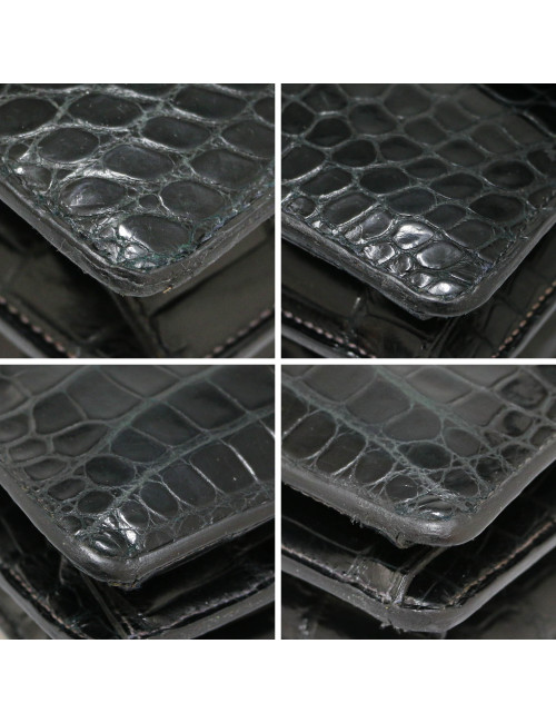 Sac Croisade HERMES crocodile bleu nuit