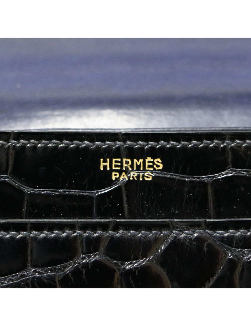 Sac Croisade HERMES crocodile bleu nuit
