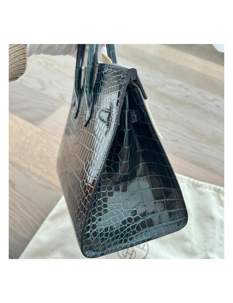 Birkin 25 HERMES Porosus vert sapin