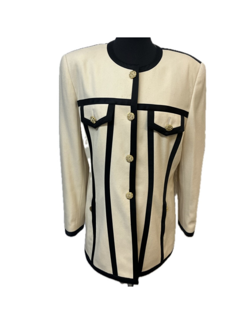 Veste ESCADA crème gansée de noir