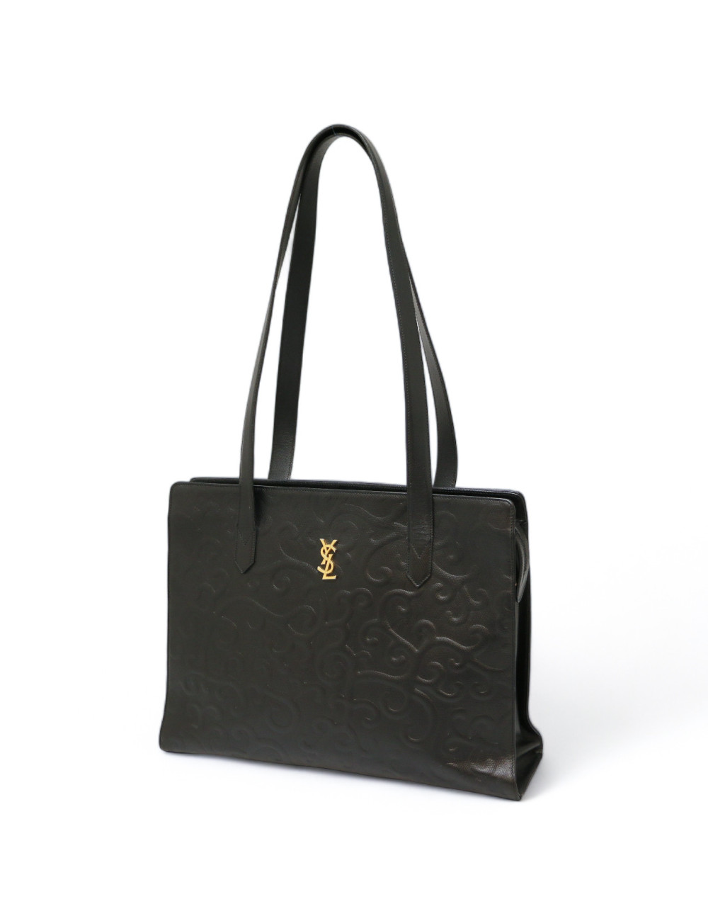 Sac YSL cuir embossé noir Vintage