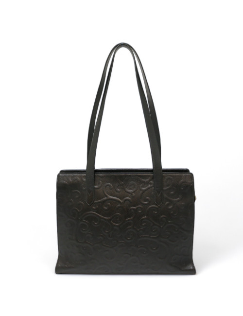 YSL Yves Saint Laurent black leather embossed bag