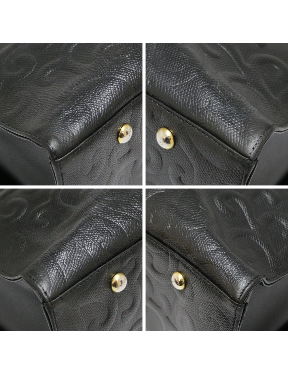 YSL Yves Saint Laurent black leather embossed bag