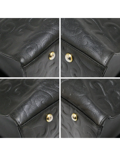 YSL Yves Saint Laurent black leather embossed bag