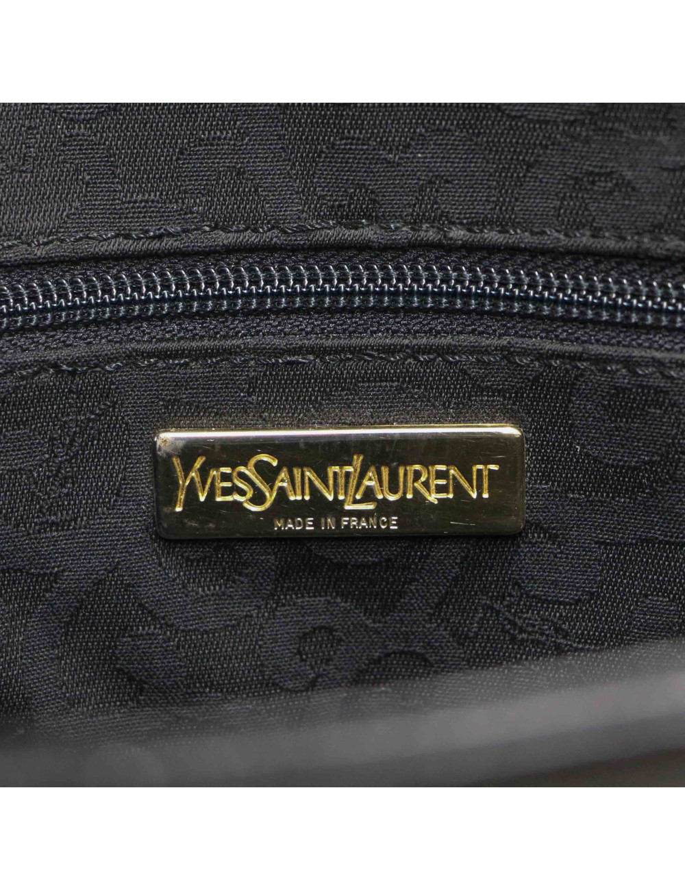 YSL Yves Saint Laurent black leather embossed bag
