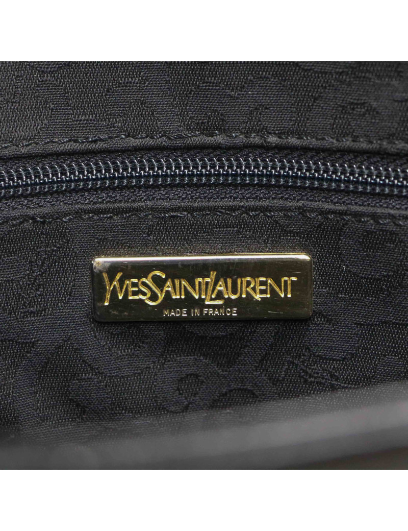 YSL Yves Saint Laurent black leather embossed bag