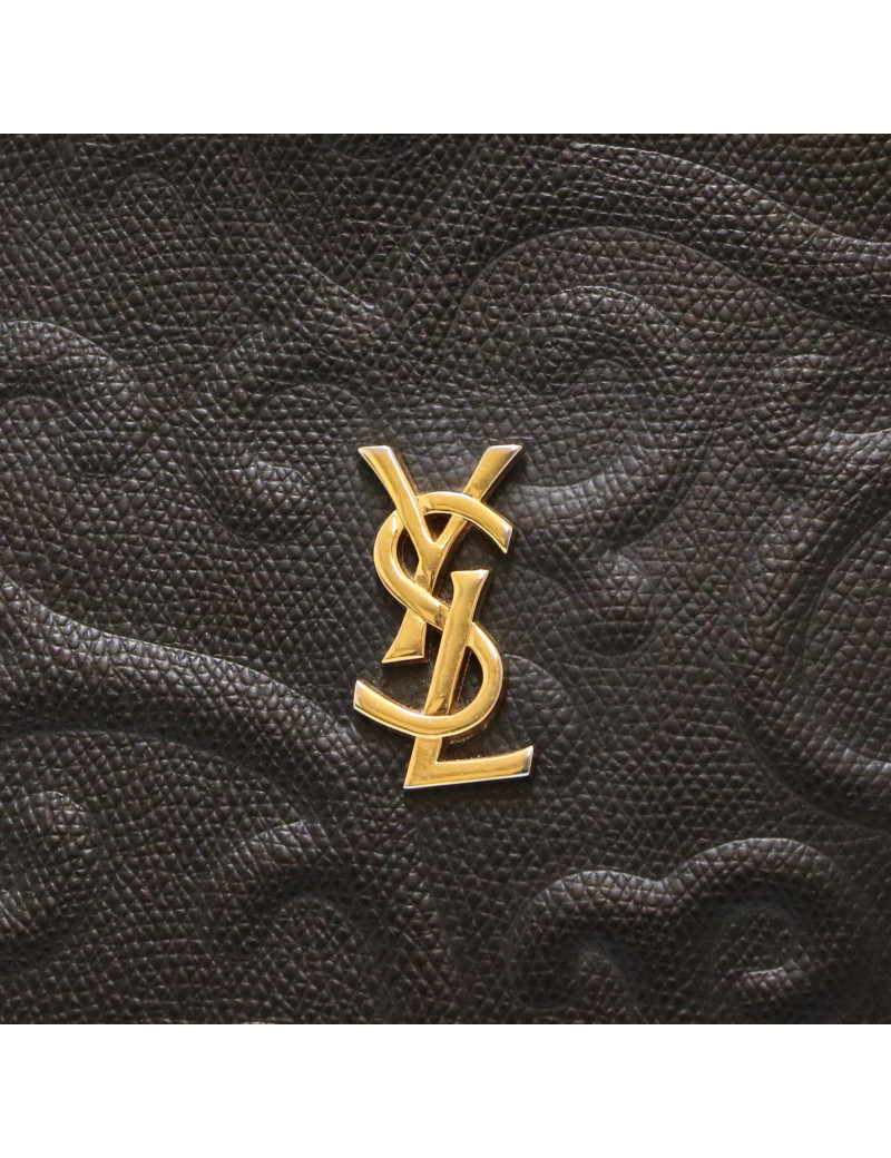 YSL Yves Saint Laurent black leather embossed bag