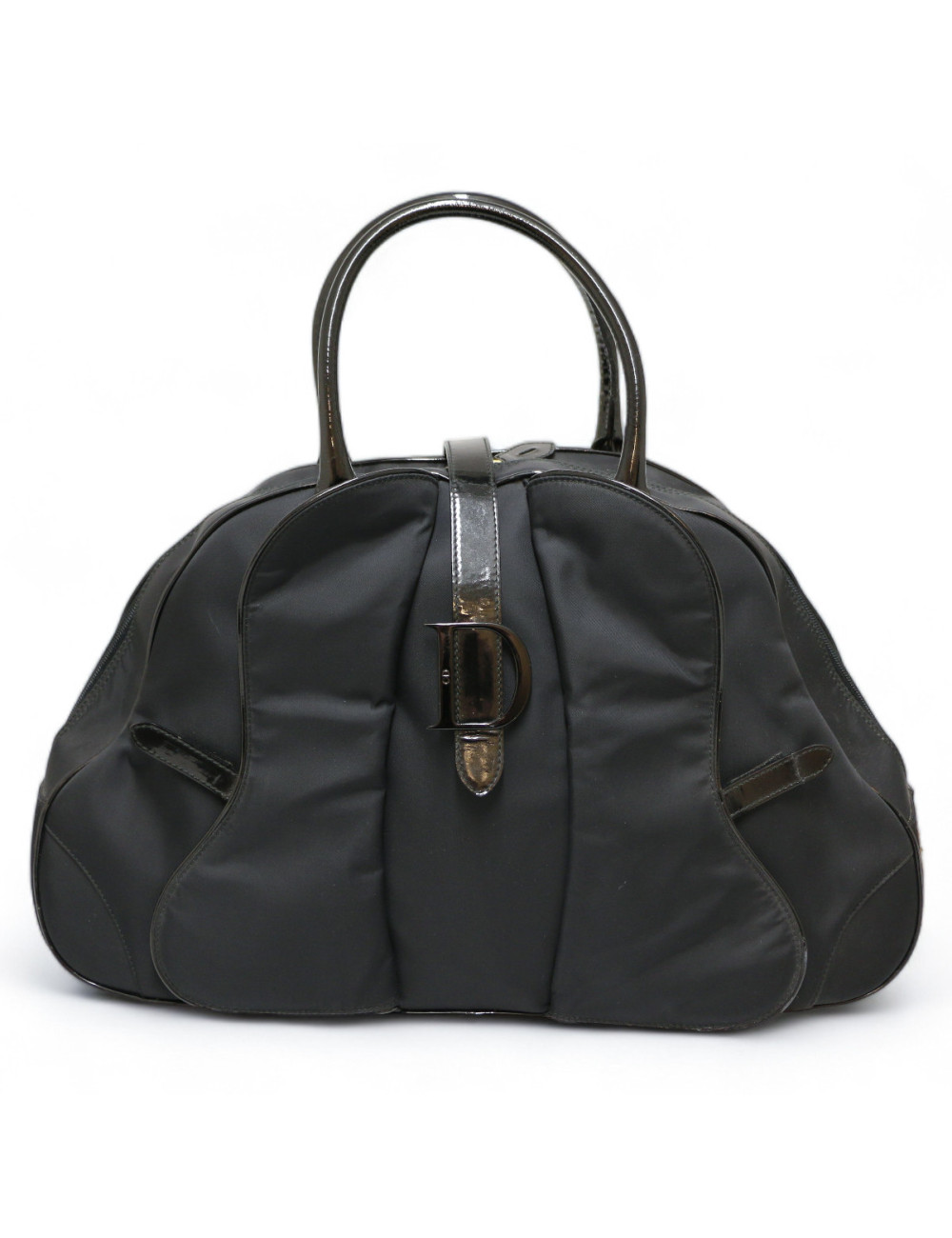 Sac CHRISTIAN DIOR double saddle toile noire