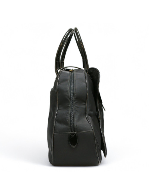 Sac CHRISTIAN DIOR double saddle toile noire
