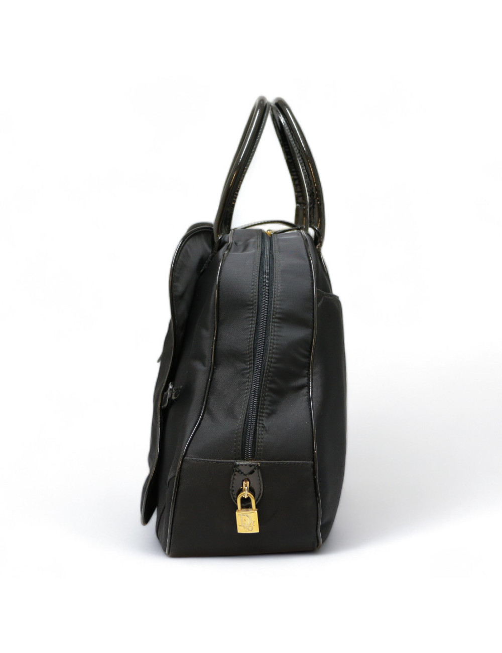 Sac CHRISTIAN DIOR double saddle toile noire