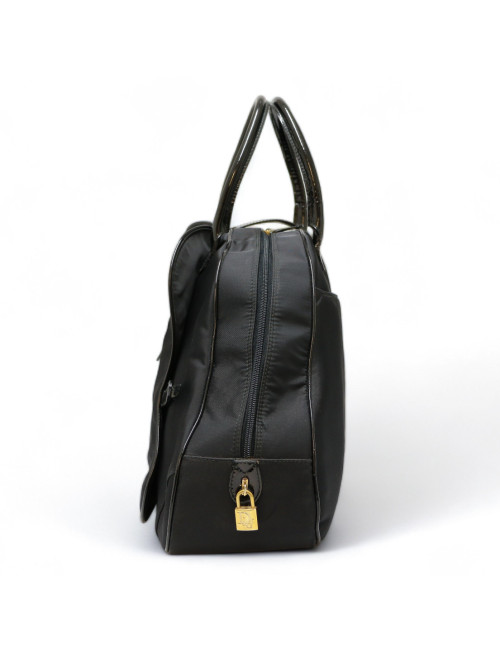 Sac CHRISTIAN DIOR double saddle toile noire