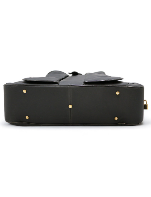 Sac CHRISTIAN DIOR double saddle toile noire