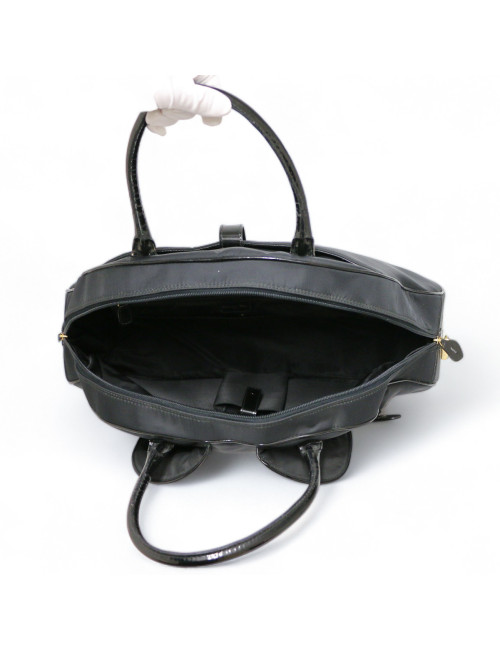 Sac CHRISTIAN DIOR double saddle toile noire