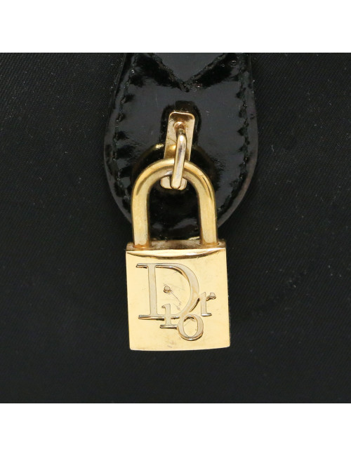 Sac CHRISTIAN DIOR double saddle toile noire