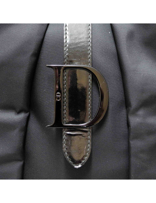 Sac CHRISTIAN DIOR double saddle toile noire