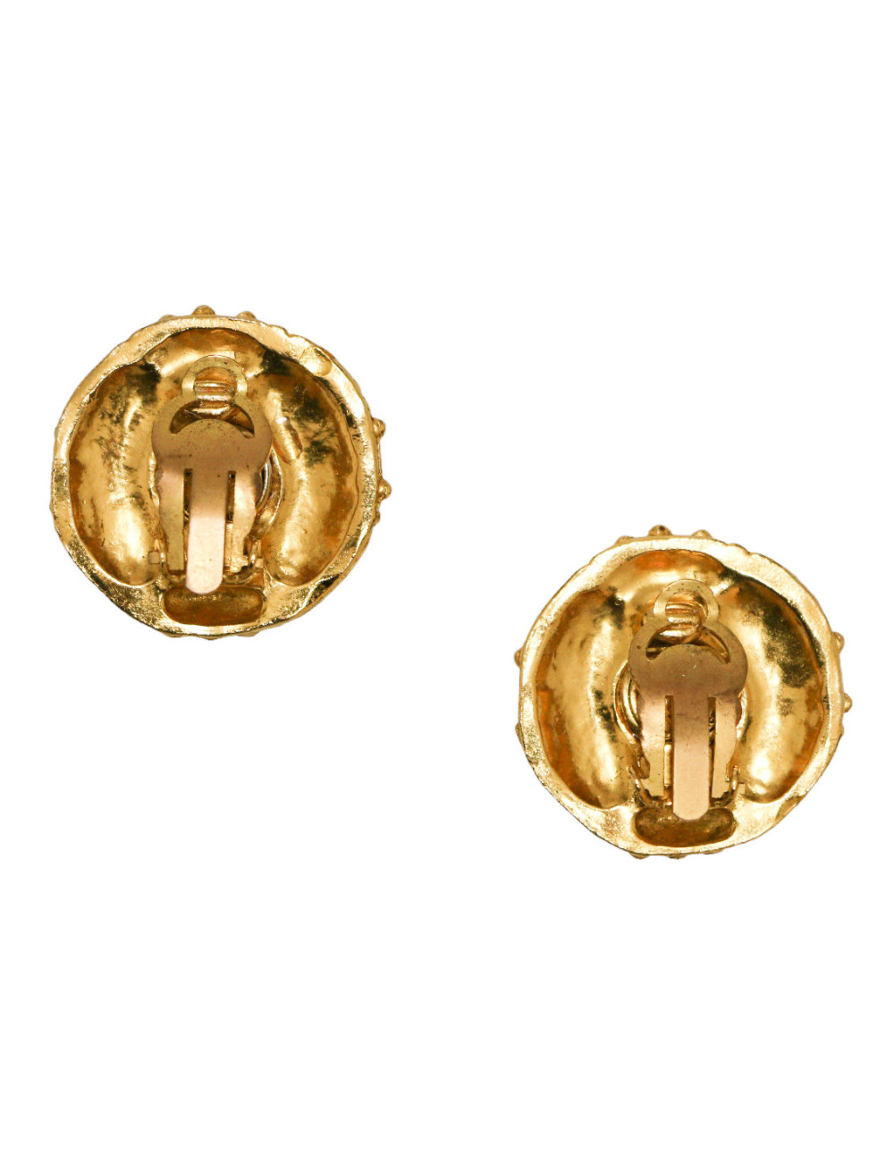 Clips vintage rond CHANEL perle et strass