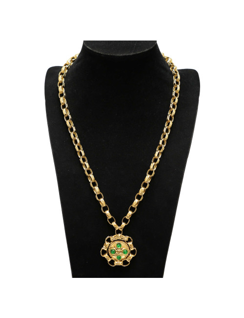 Sautoir vintage CHANEL pate de verre emeurode