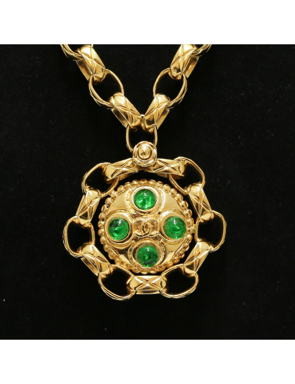 Sautoir vintage CHANEL pate de verre emeurode 2