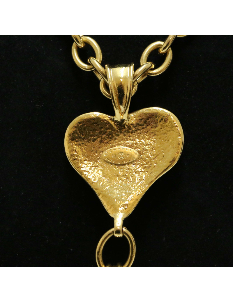 Sautoir coeur CHANEL métal et pâte de verre