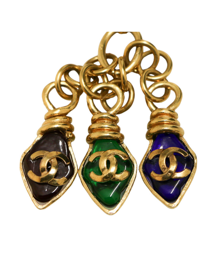 Sautoir coeur CHANEL métal et pâte de verre